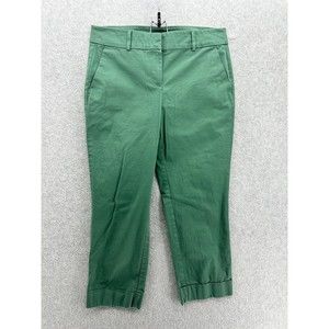 Ann Taylor Women's Pants Size 4 Solid Green Ankle Cuffed Hem